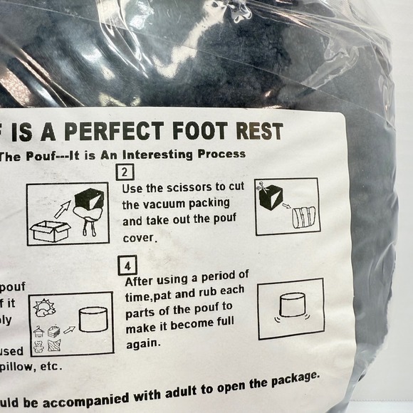 Perfect Foot Rest Pouf Cover Unstuffed Ottoman Soft‎ Plush Black New - Picture 3 of 7